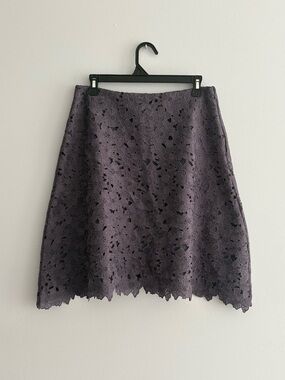 LOFT Gray Lace A-Line Skirt